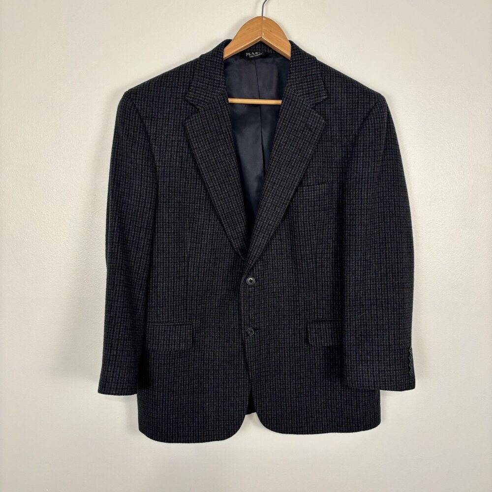 Jos A Bank Mens 42S Gray Blue Check Plaid 100% Camel Hair Sport Coat Mod Gordon